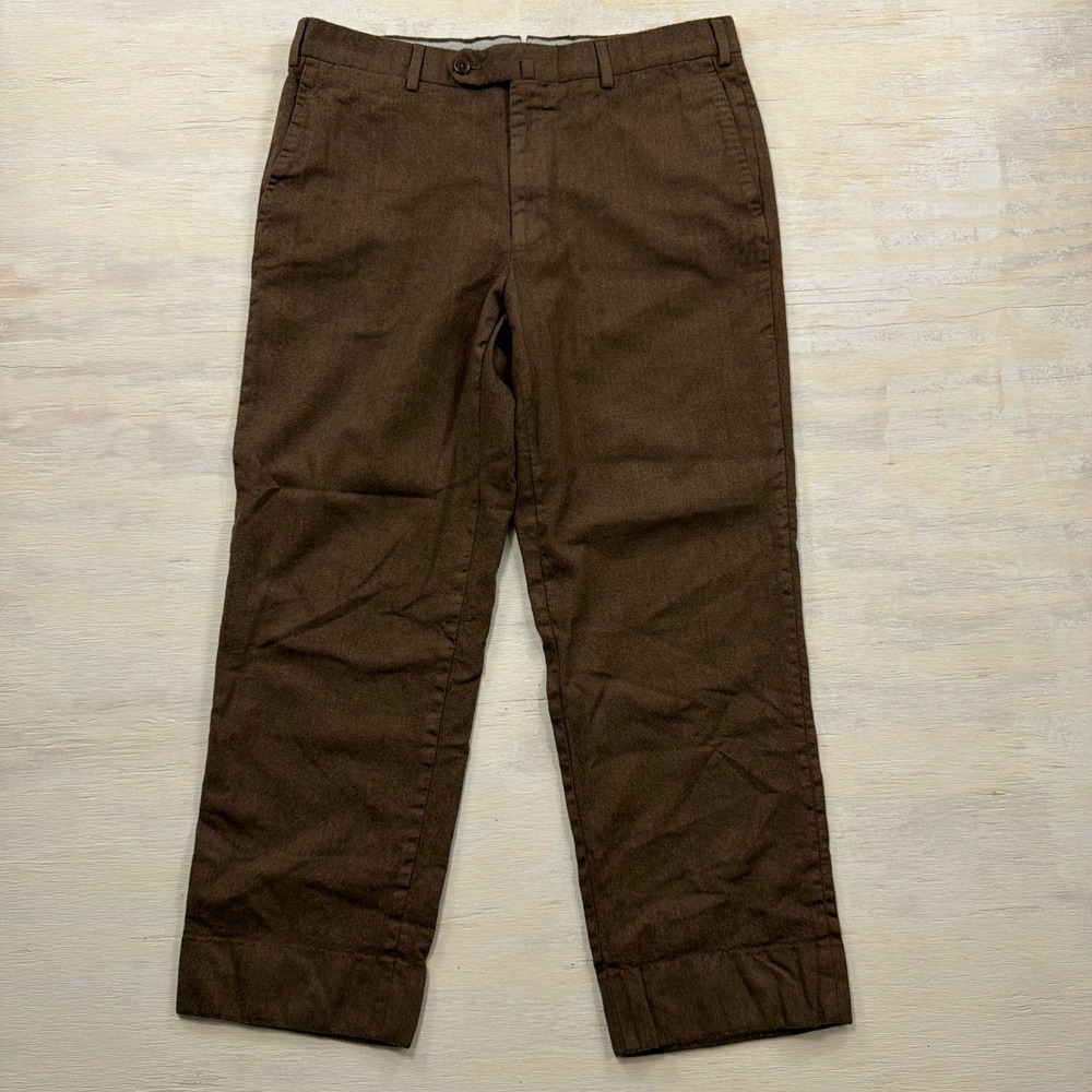 Ermenegildo Zegna Trousers 34 Wool Flat Front Dress Pants Brown Mens